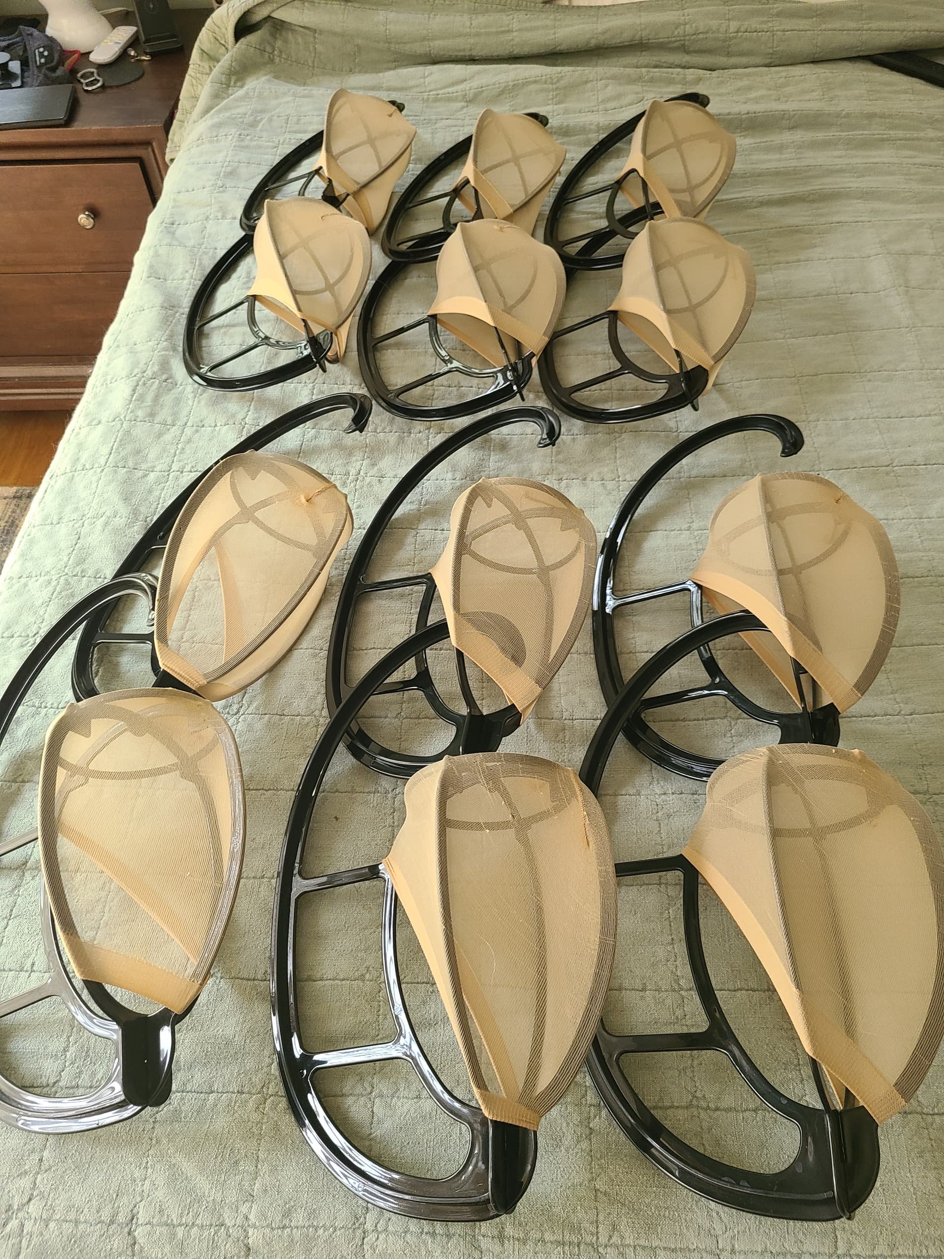 Dozen (12) hanging wig stands